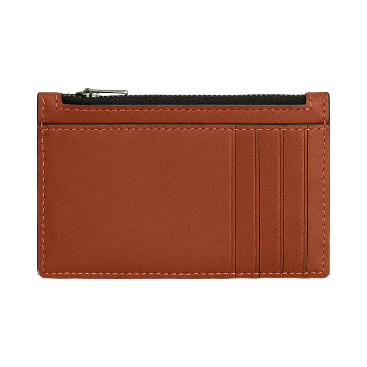 Coach Zip Card Case Smooth Leather-Gunmetal-Tan