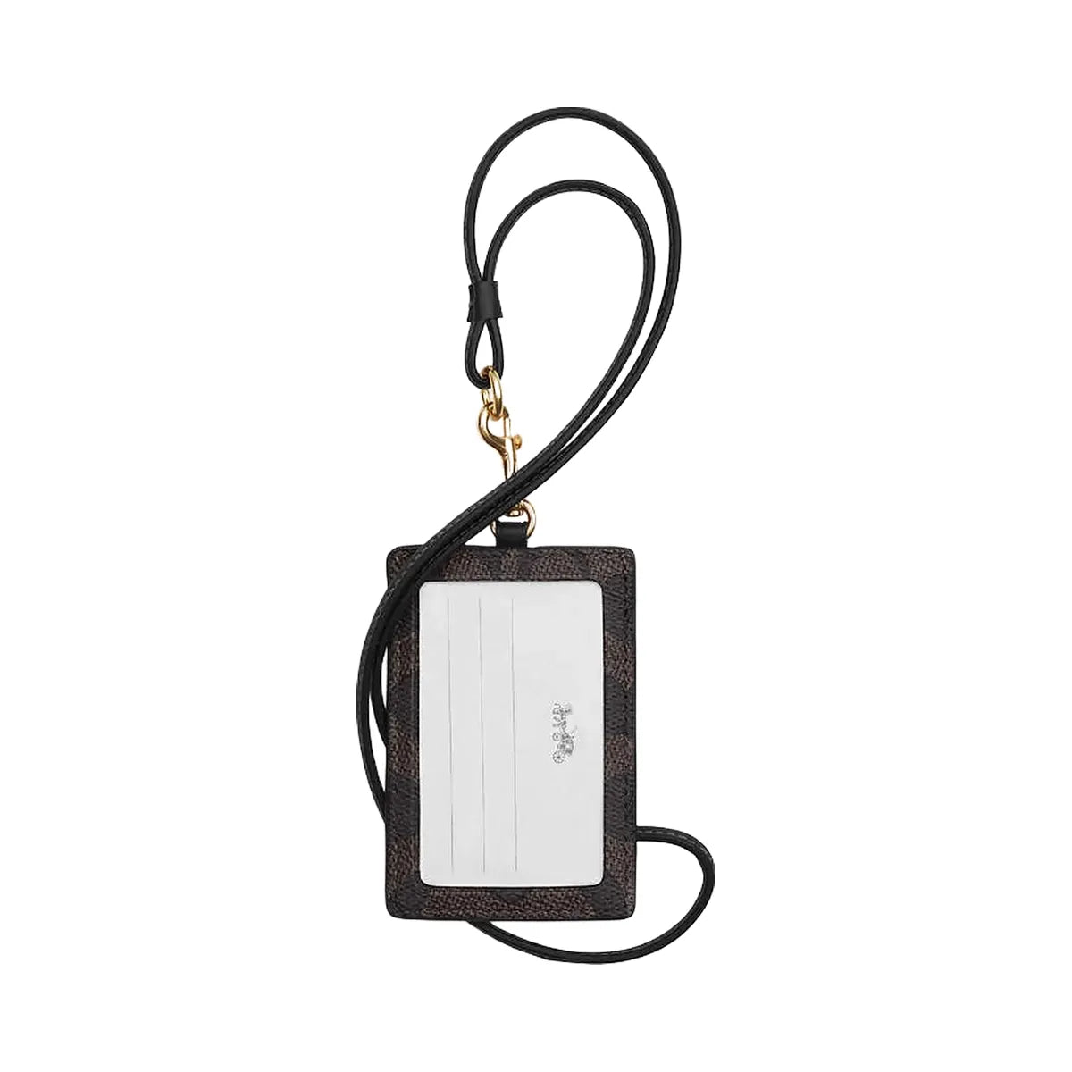 Coach Id Lanyard In Signaure Canvas Signature Canvas-Gold-Walnut-Black
