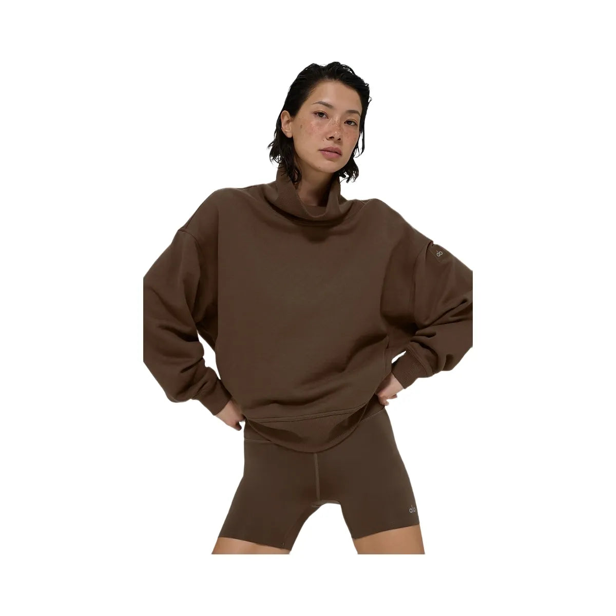 Alo Women's Hazy Mock Neck Pullover - Espresso