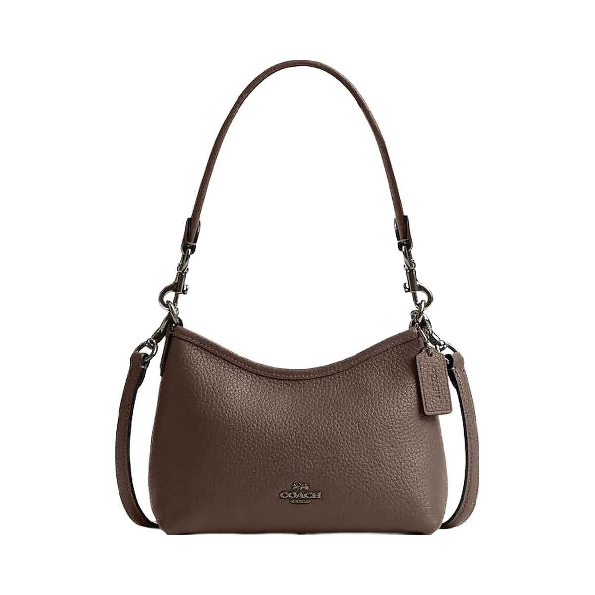 Coach Laurel Small Shoulder Bag Pebbled Leather-Qb-Dark Stone