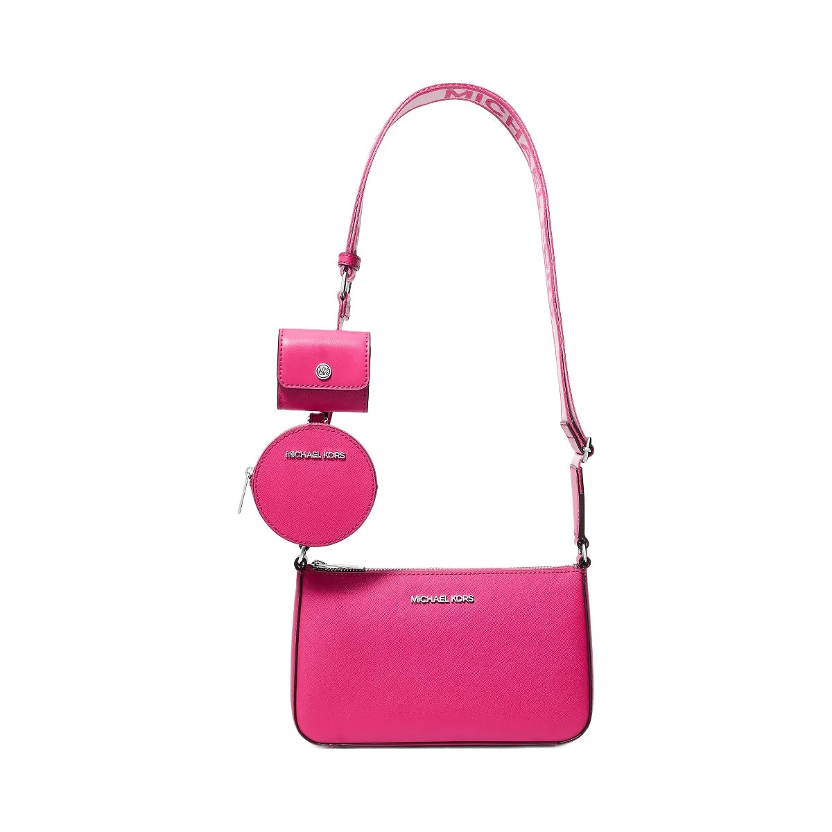 Michael Kors Jet Set Small Saffiano Leather Crossbody Bag with Case for Apple Airpods Pro® Dragonfruit