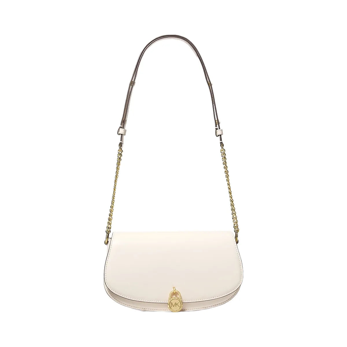 Michael Kors Mila Medium Leather Messenger Bag Lt Cream