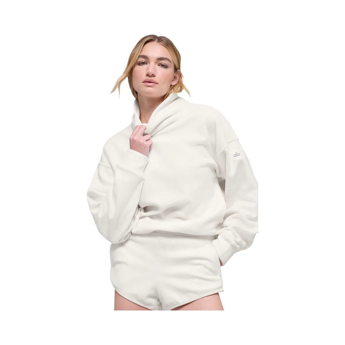Alo Women's Polar Fleece Hazy Pullover - Ivory