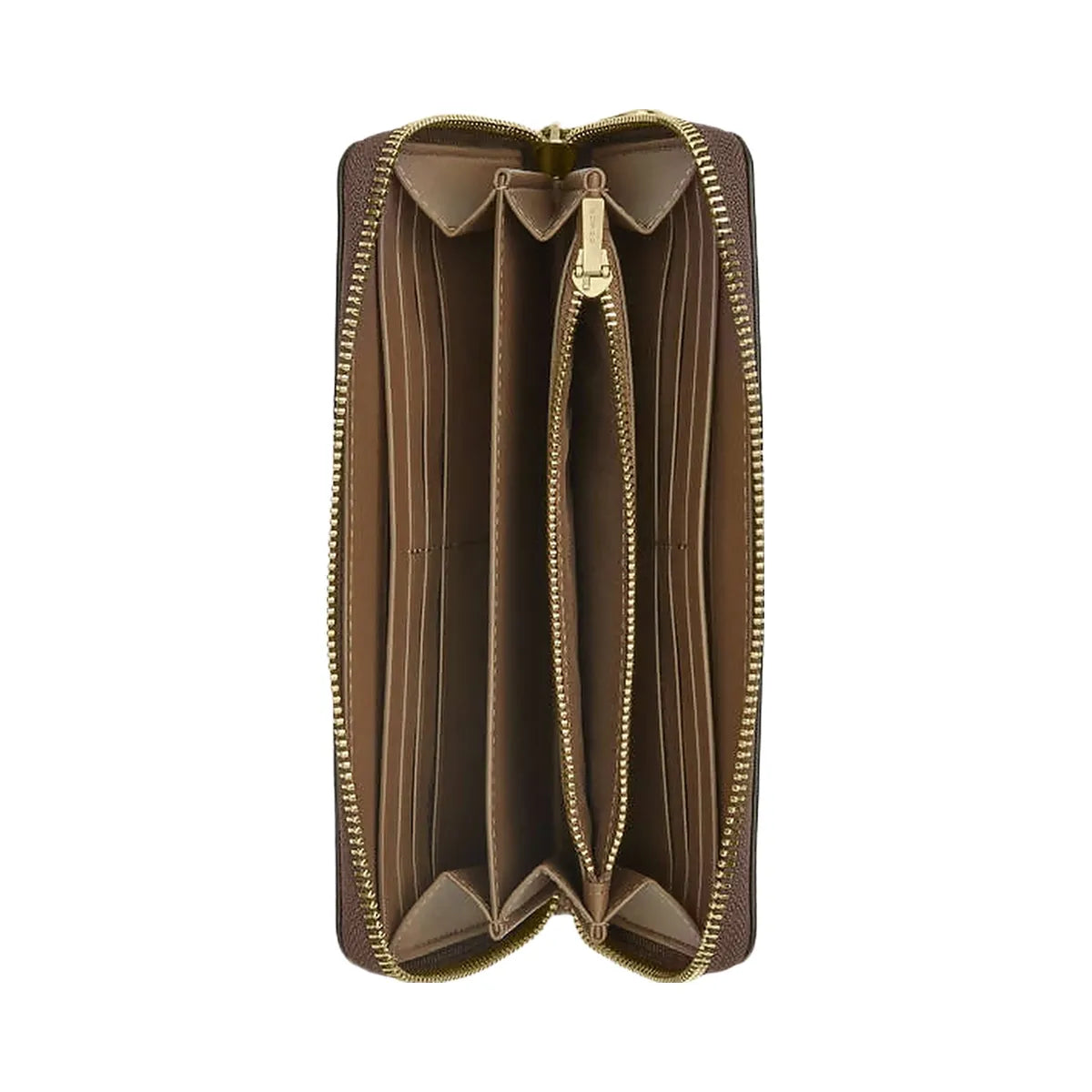 Coach Long Zip Around Wallet Pebbled Leather-Gold-Dark Stone