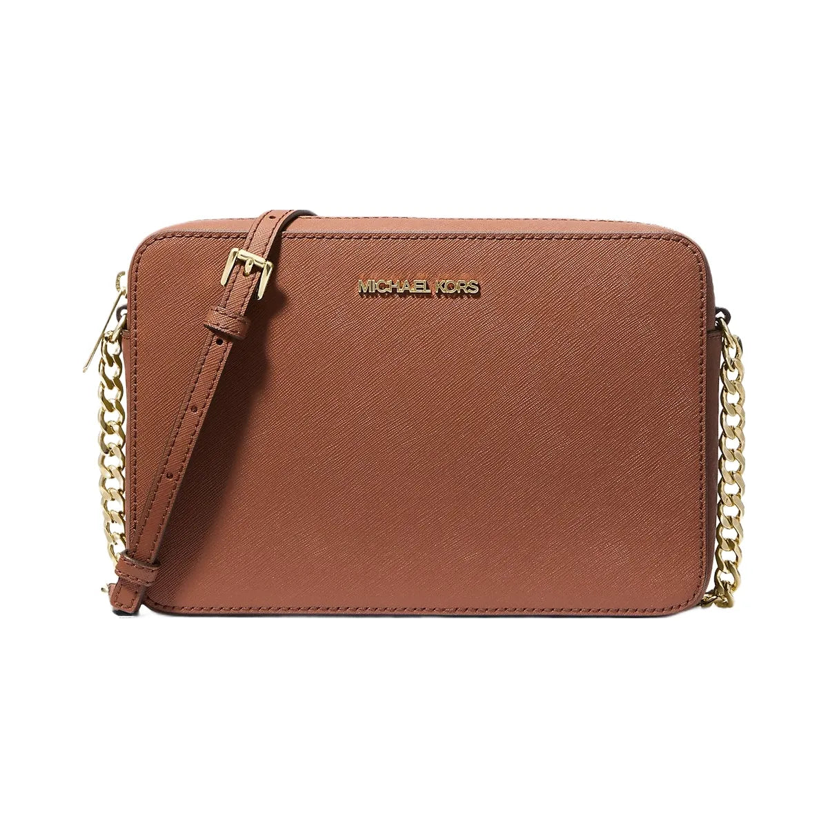 Michael Kors Jet Set Large Saffiano Leather Crossbody Bag Luggage