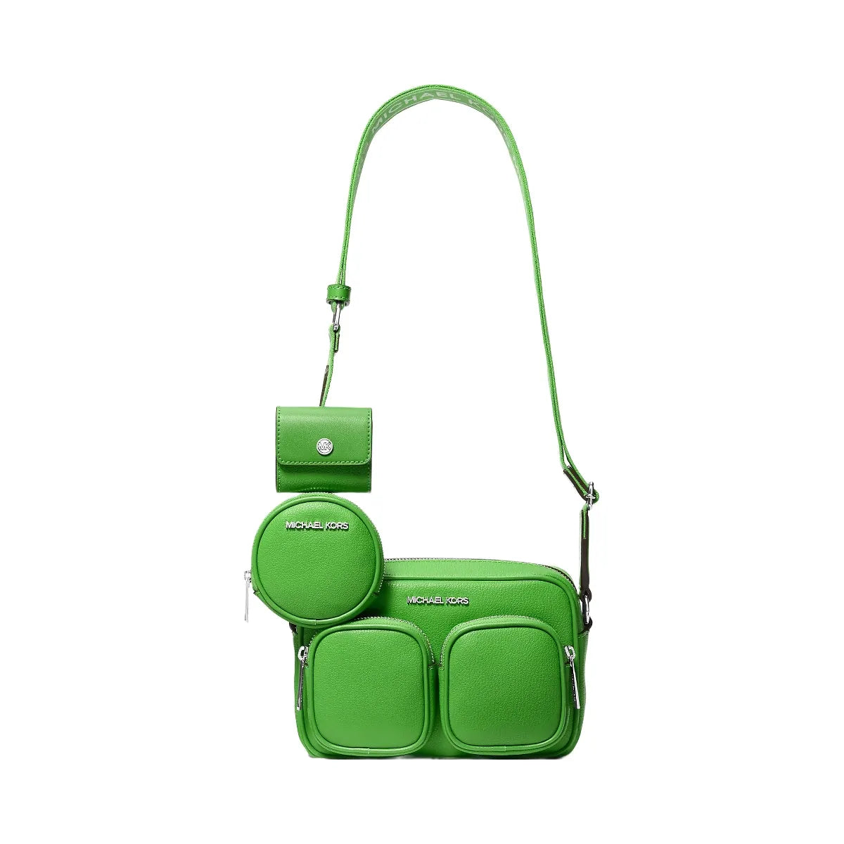 Michael Kors Jet Set Leather Medium Crossbody Bag with Case for Apple Airpods Pro® Jungle