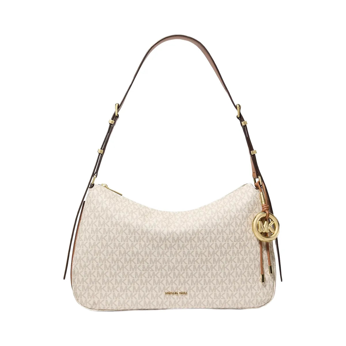Michael Kors Nolita Medium Signature Logo Shoulder Bag Vanilla-Acorn
