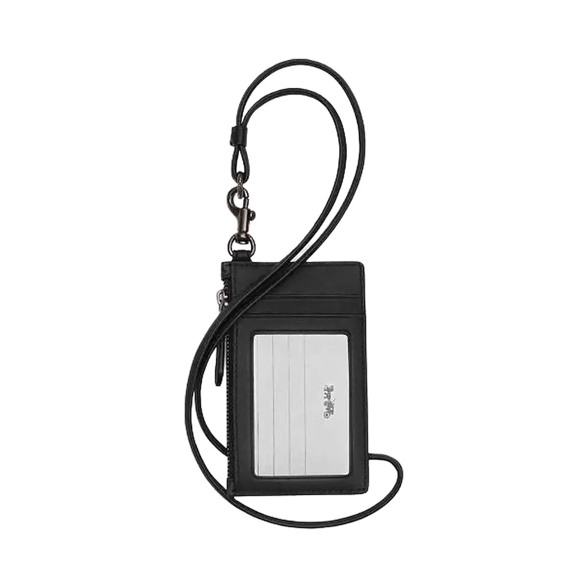 Coach Zip Lanyard Card Case In Signature Canvas Signature Canvas-Gunmetal-Charcoal-Black