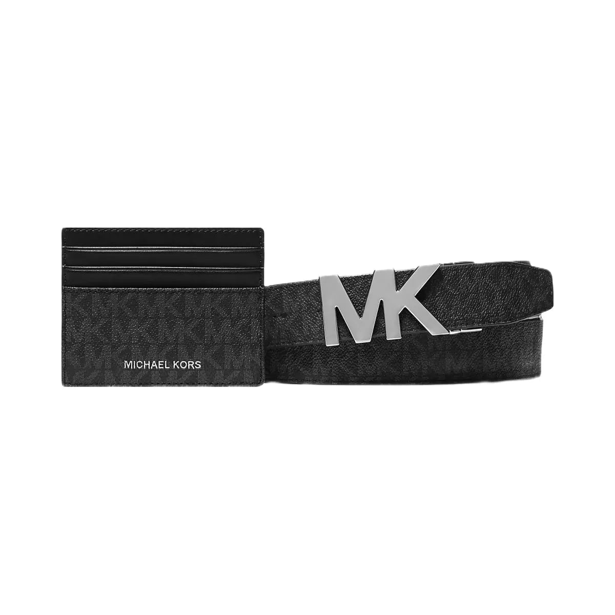Michael Kors Signature Logo Card Case and Belt Gift Set Black