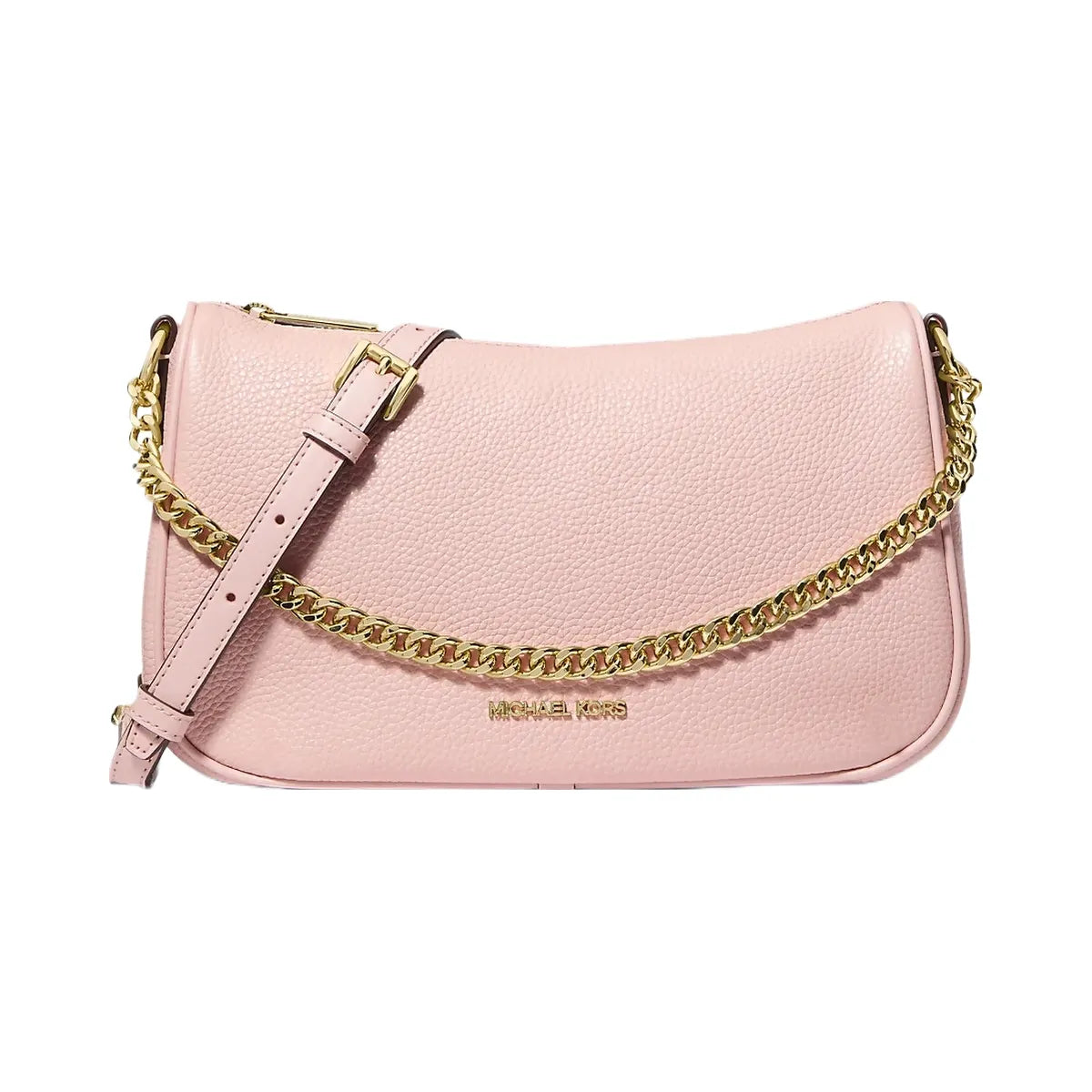 Michael Kors Carmela Medium Pebbled Leather Convertible Crossbody Bag Powder Blush