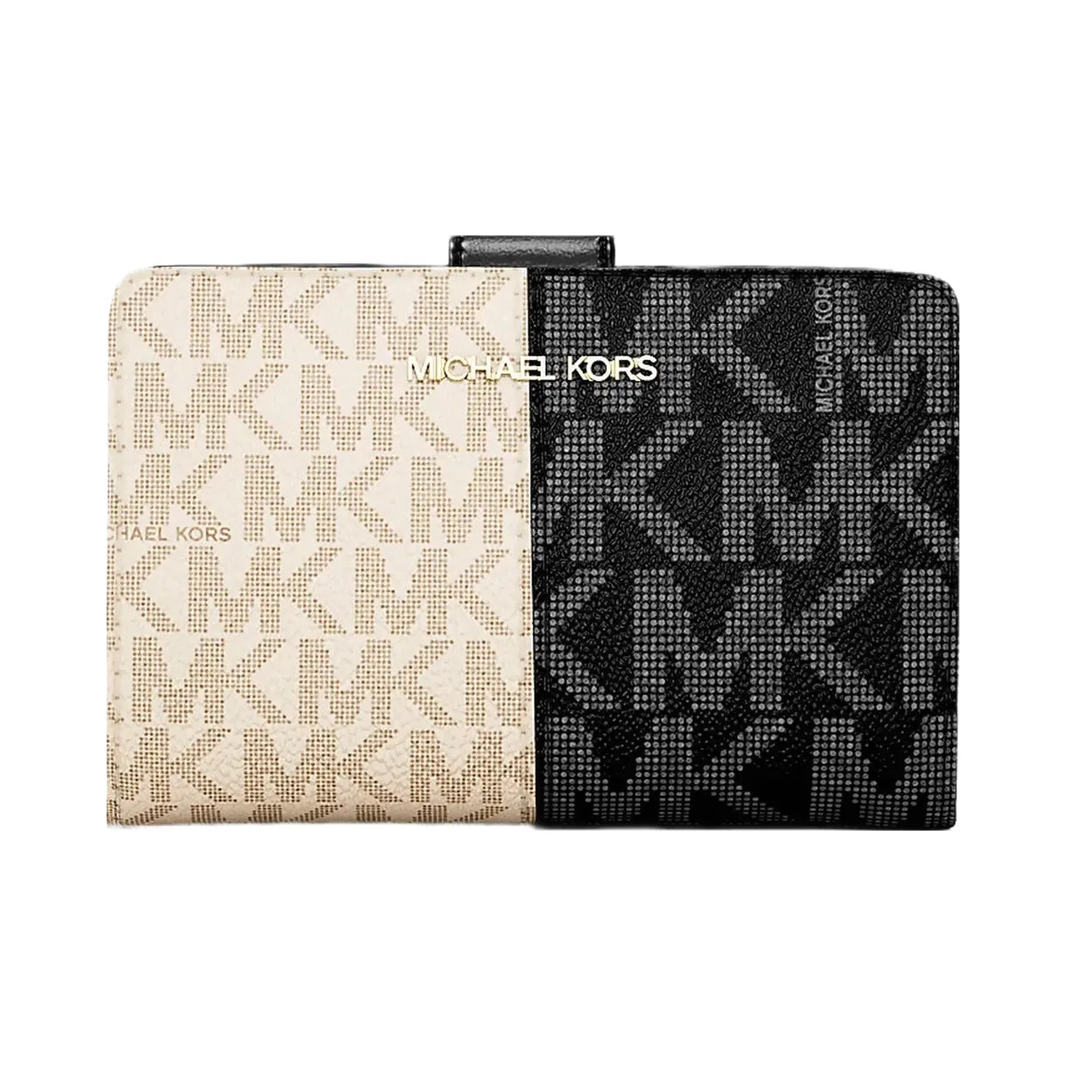 Michael Kors Jet Set Medium Two-Tone Logo Wallet Black Combo