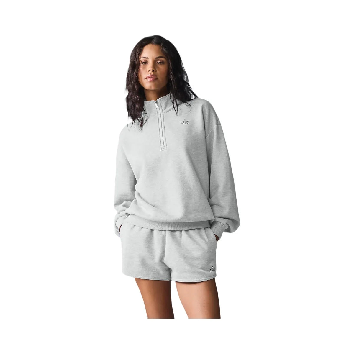 Alo Women's Accolade 1/4 Zip Pullover - Athletic Heather Grey