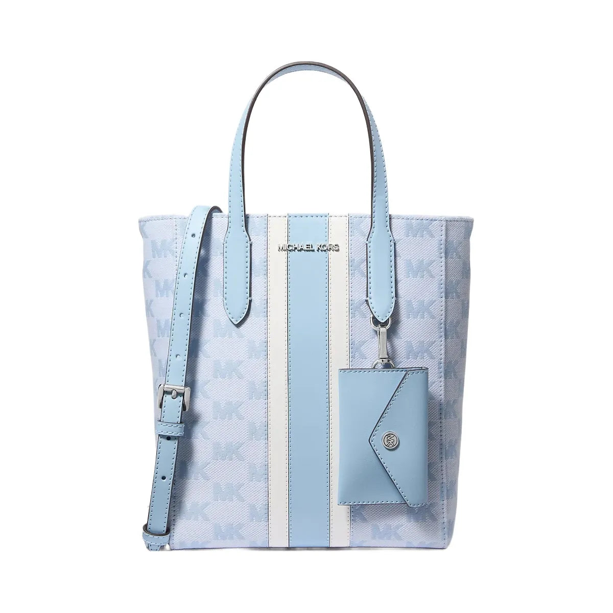 Michael Kors Vincent Small Logo Jacquard Tote Bag with Card Case Light Sky