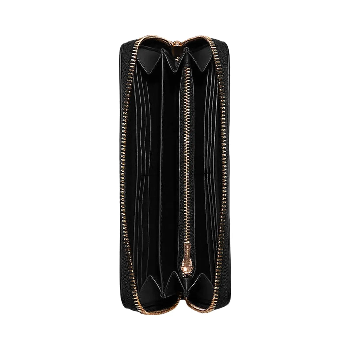 Coach Long Zip Around Wallet Pebbled Leather-Gold-Black