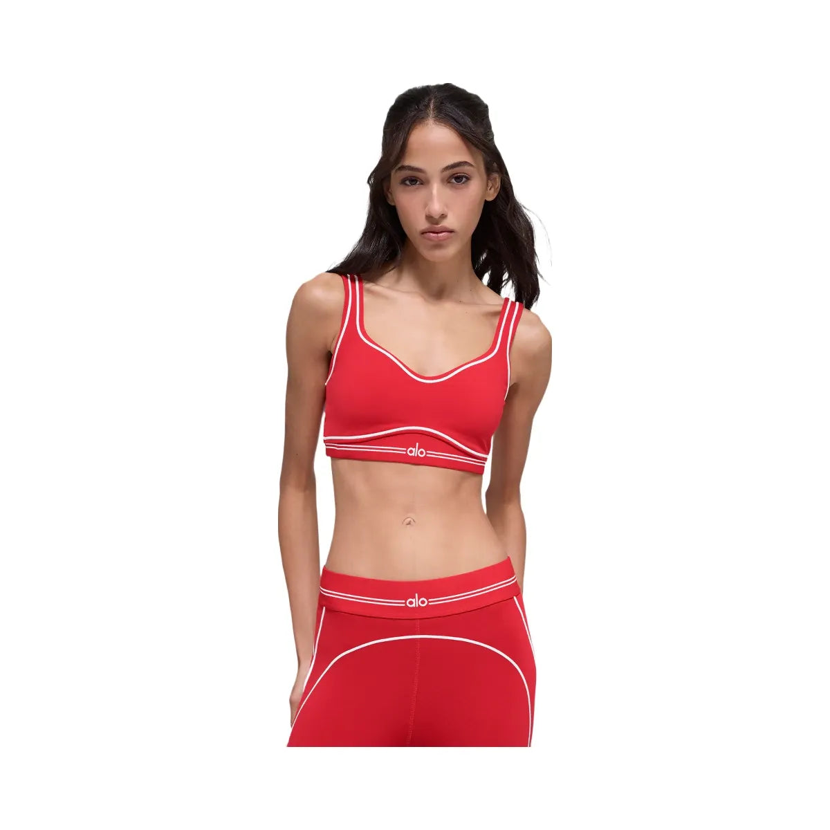 Alo Women's Airbrush Heart Throb Bra - Bright Red/White