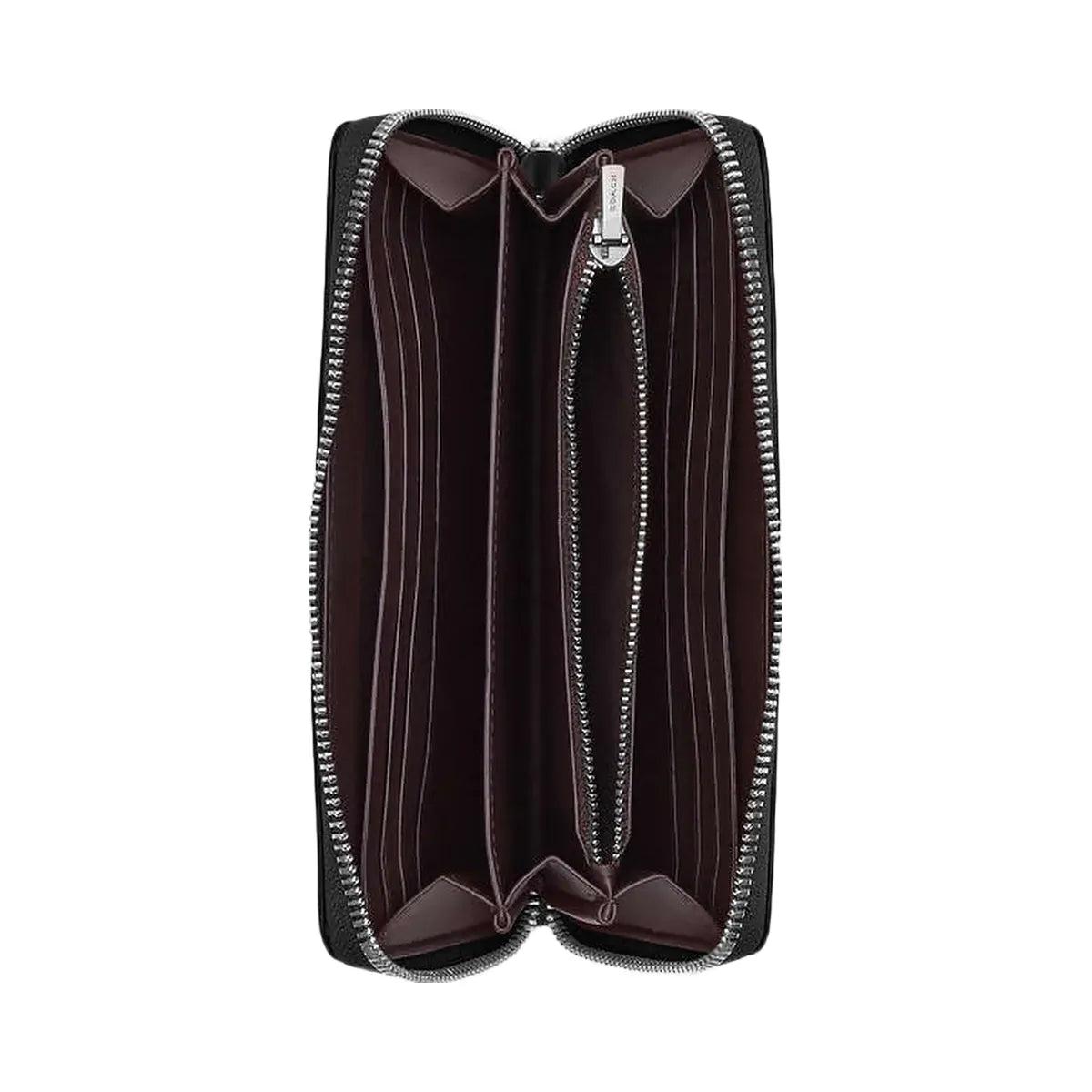 Coach Long Zip Around Wallet Calf Leather-Silver-Black