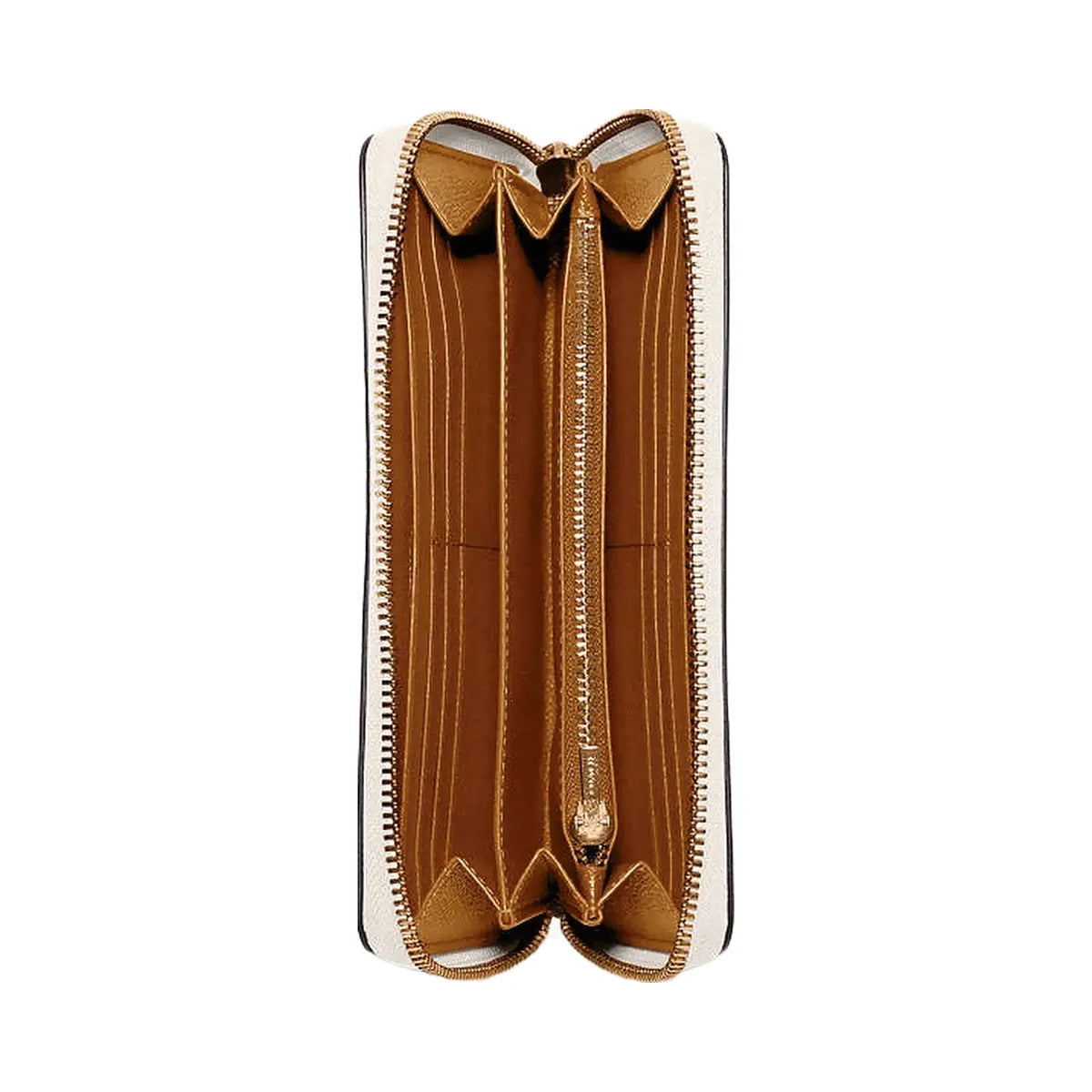 Coach Long Zip Around Wallet Crossgrain Leather-Gold-Chalk