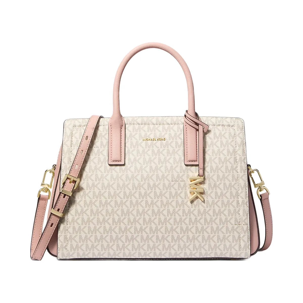 Michael Kors Laila Medium Signature Logo Satchel Vanilla-Soft Pink