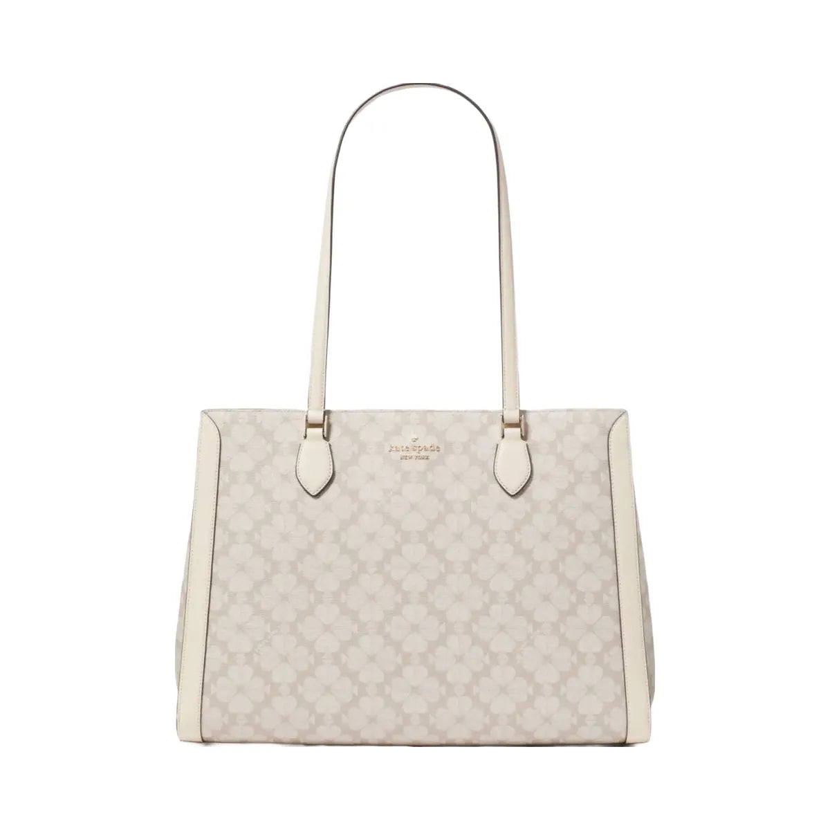 Kate Spade Signature Spade Flower East West Large Laptop Tote Dark Beige Multi