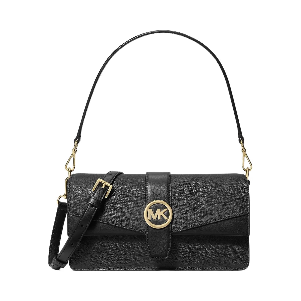 Michael Kors Greenwich Medium Saffiano Leather Shoulder Bag Black