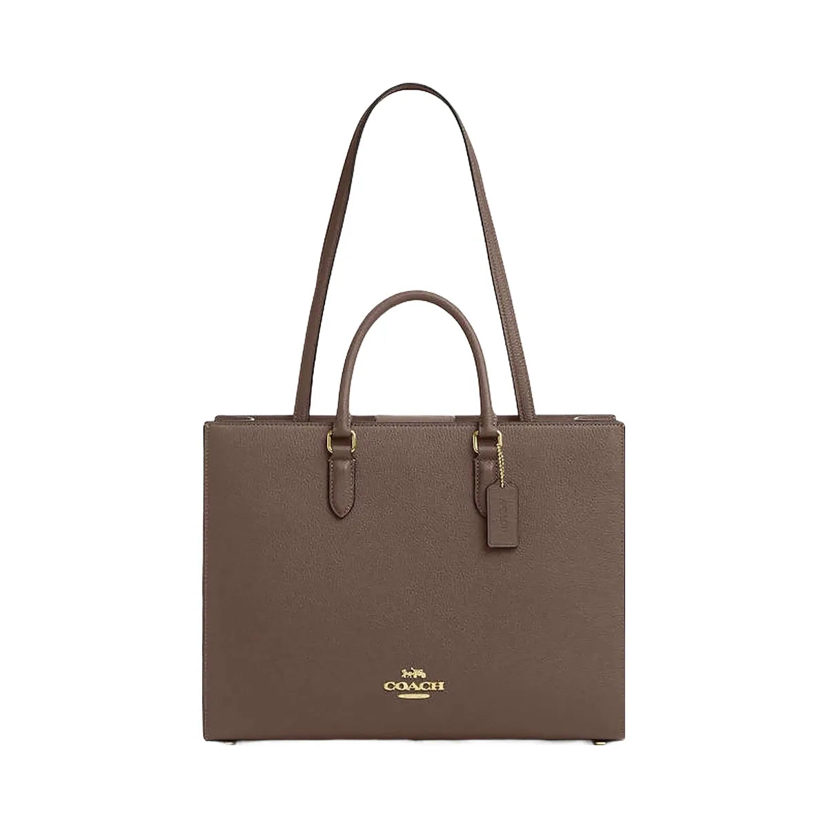 Coach Maggie Tote Bag Pebbled Leather-Gold-Dark Stone