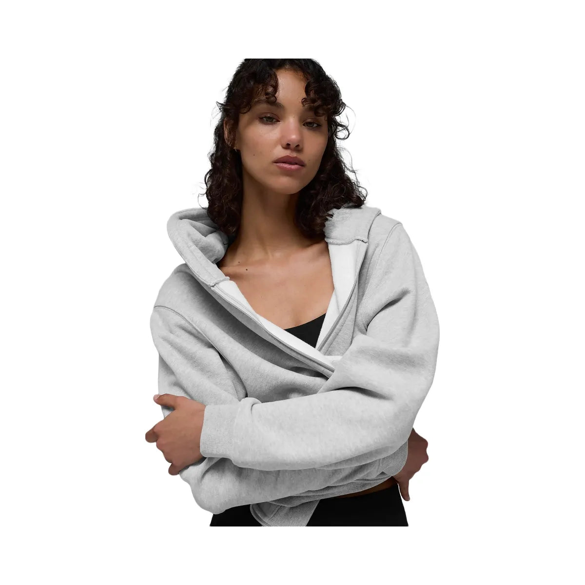 Alo Women's Renown Heavy Weight Full Zip Hoodie - Athletic Heather Grey