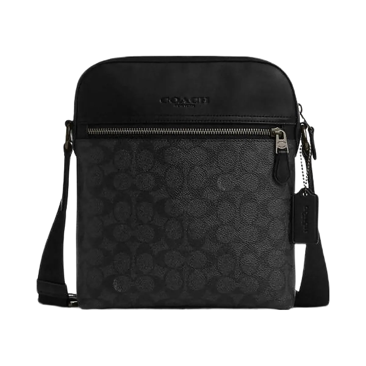 Coach Houston Flight Bag In Signature Canvas Signature Canvas-Gunmetal-Charcoal-Black