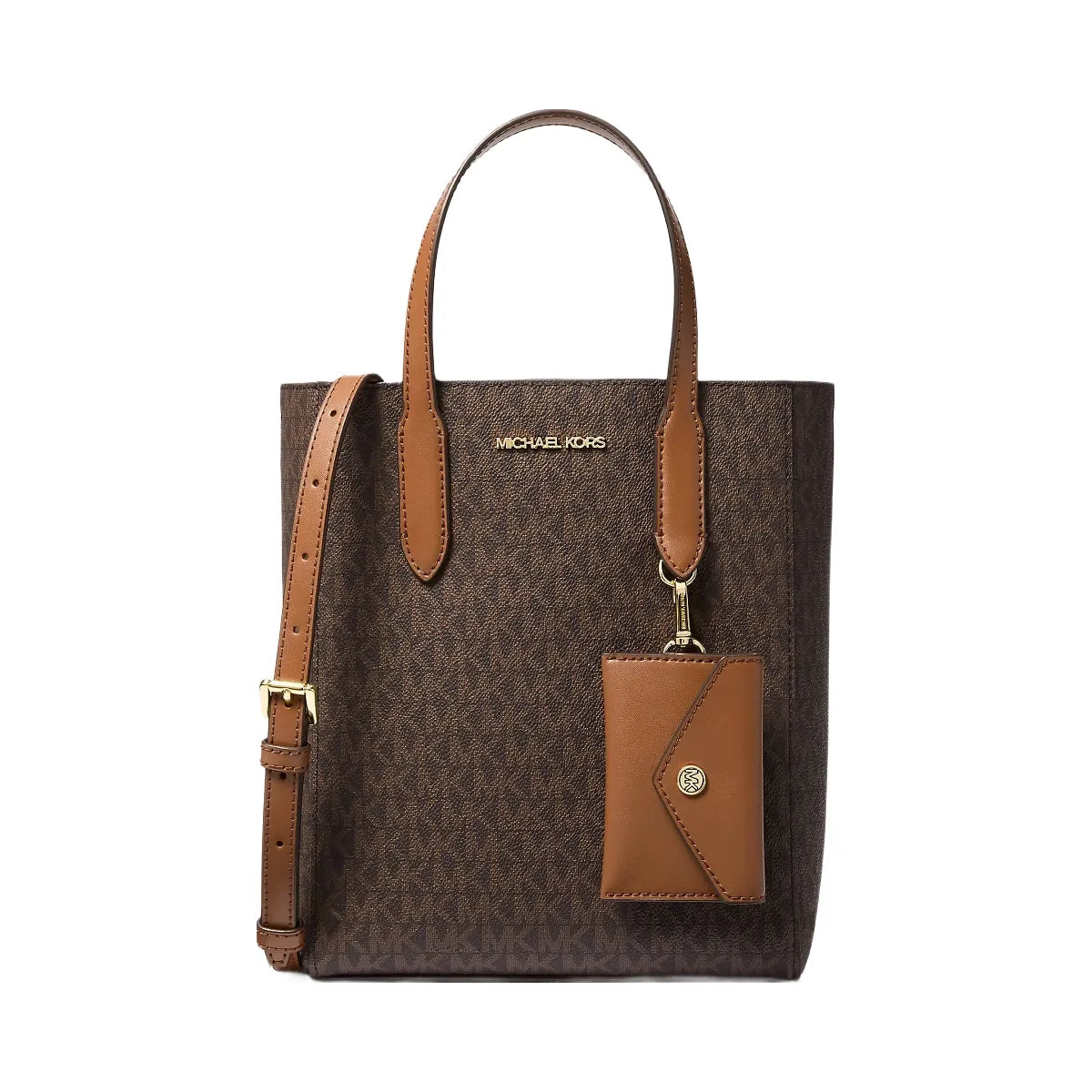 Michael Kors Vincent Small Signature Logo Convertible Tote Bag with Card Case Brown