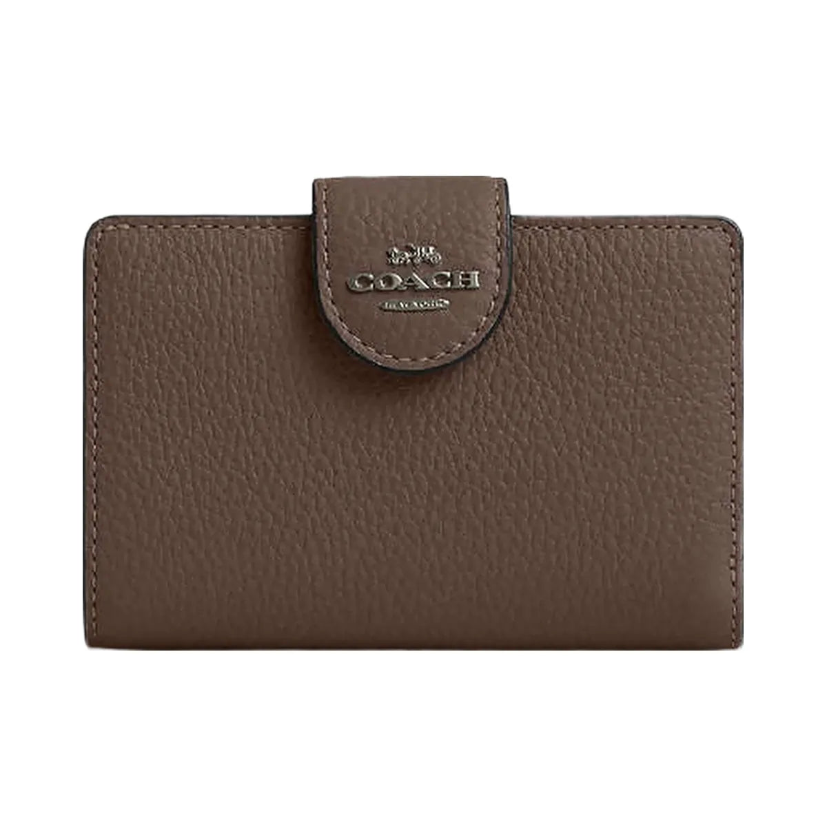 Coach Medium Corner Zip Wallet Pebbled Leather-Qb-Dark Stone