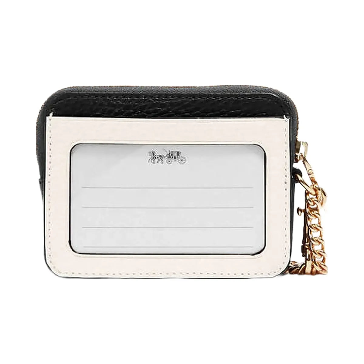 Coach Zip Card Case In Colorblock Leather-Gold-Chalk Multi