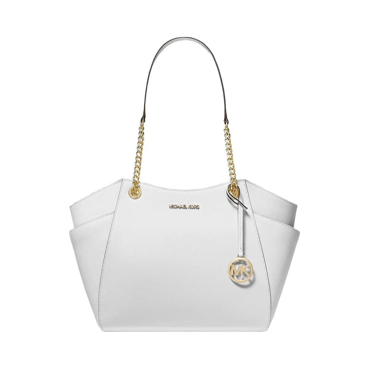 Michael Kors Jet Set Large Saffiano Leather Shoulder Bag Optic White