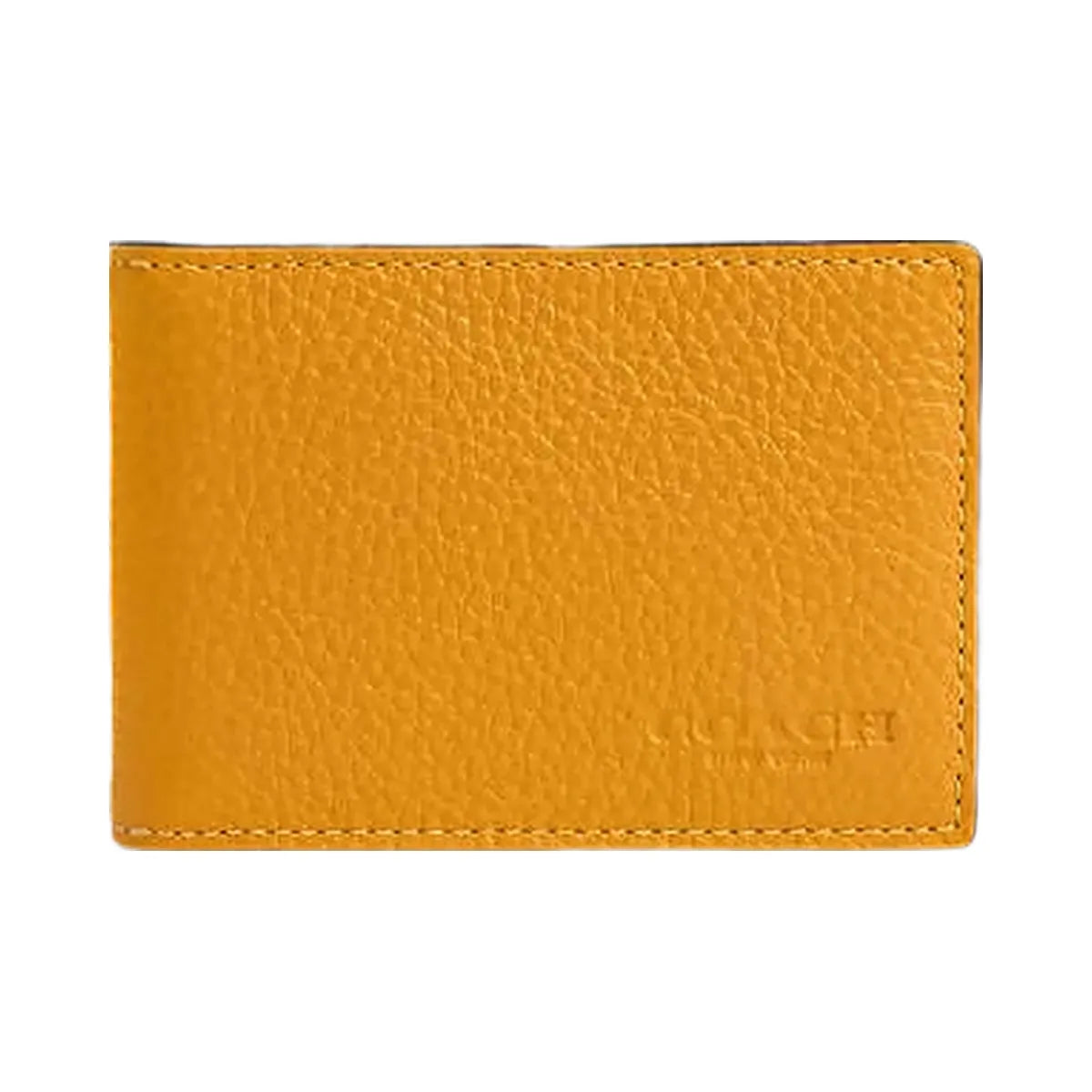 Coach Compact Billfold Wallet Pebbled Leather-Buttercup