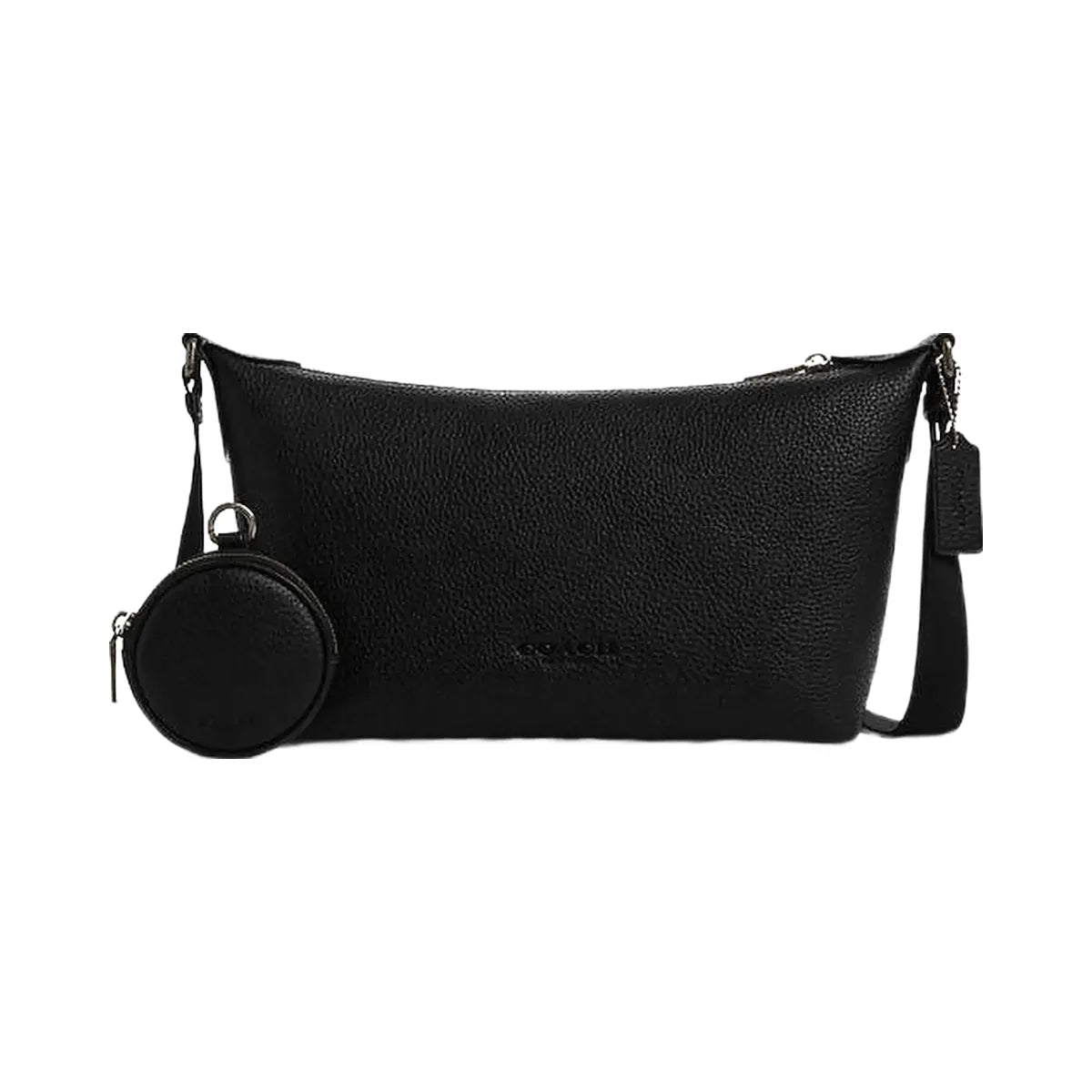 Coach Small Finn Crossbody Bag With Pouch Pebbled Leather-Gunmetal-Black