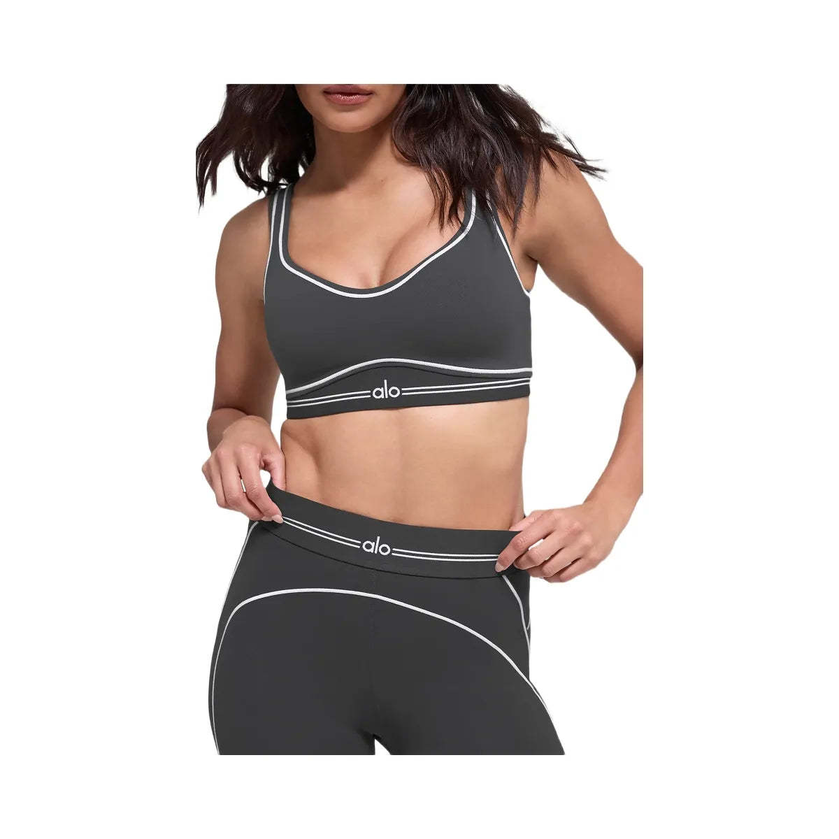 Alo Women's Airbrush Heart Throb Bra - Anthracite/White