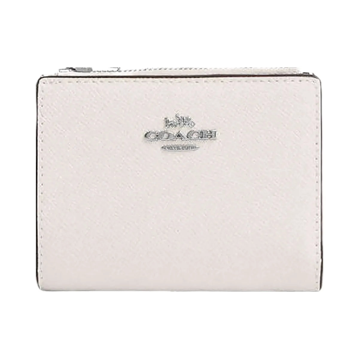 Coach Bifold Wallet Crossgrain Leather-Silver-Chalk