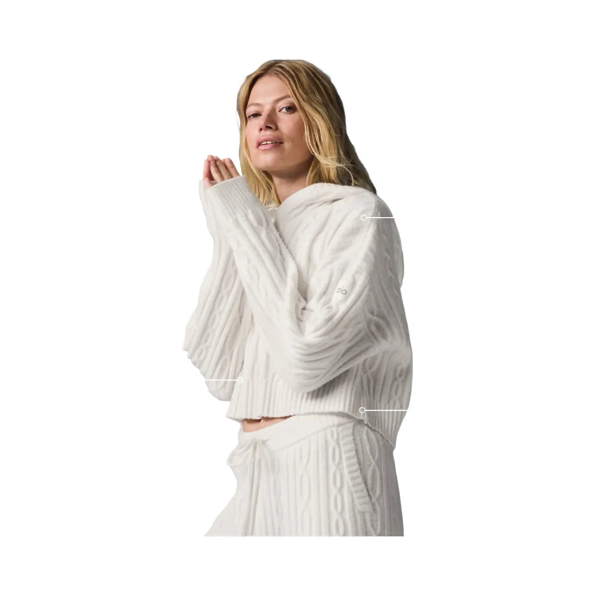 Alo Women's Cable Knit Winter Bliss Hoodie - Ivory