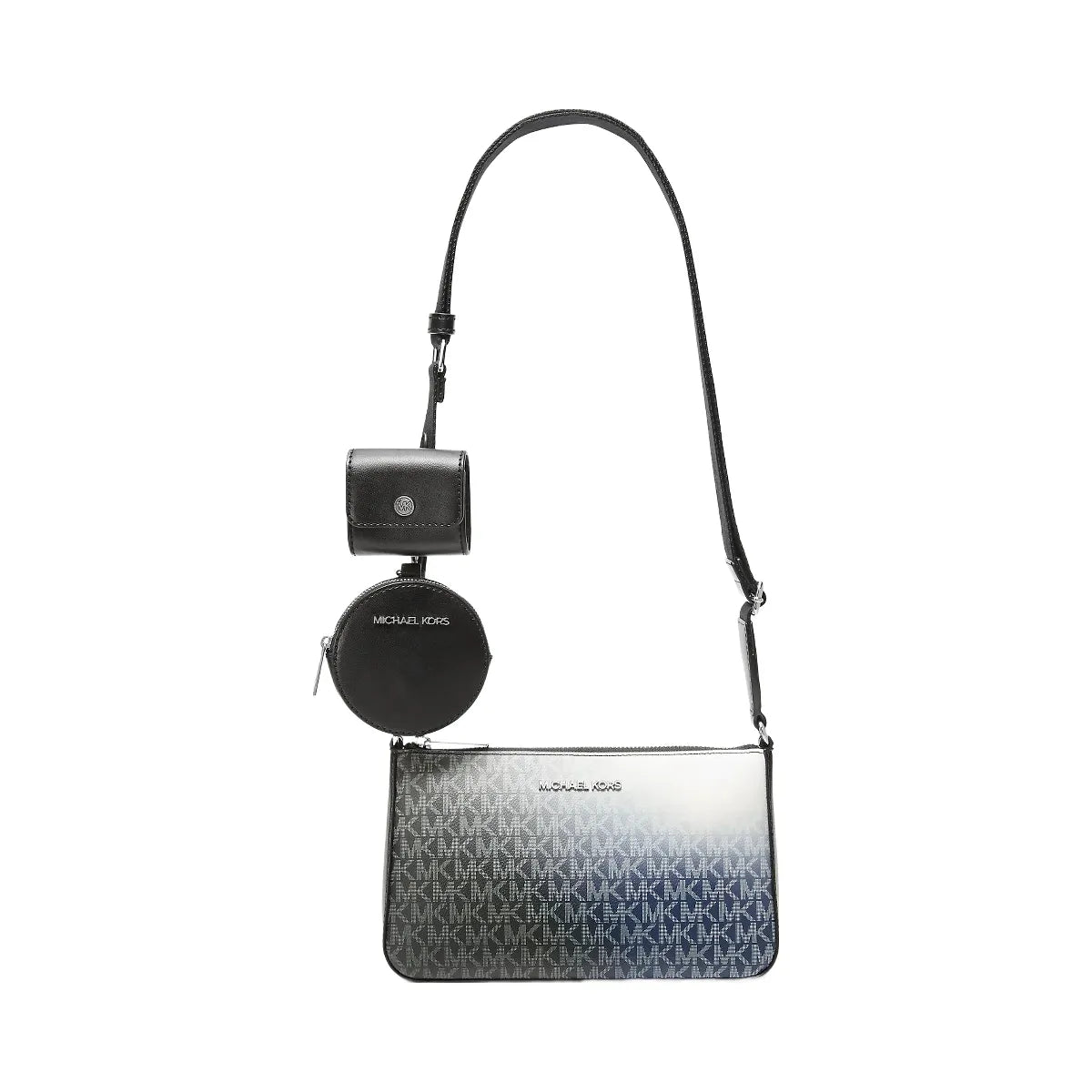 Michael Kors Jet Set Small Ombre Signature Logo Crossbody Bag with Case for Apple Airpods Pro® Black Combo