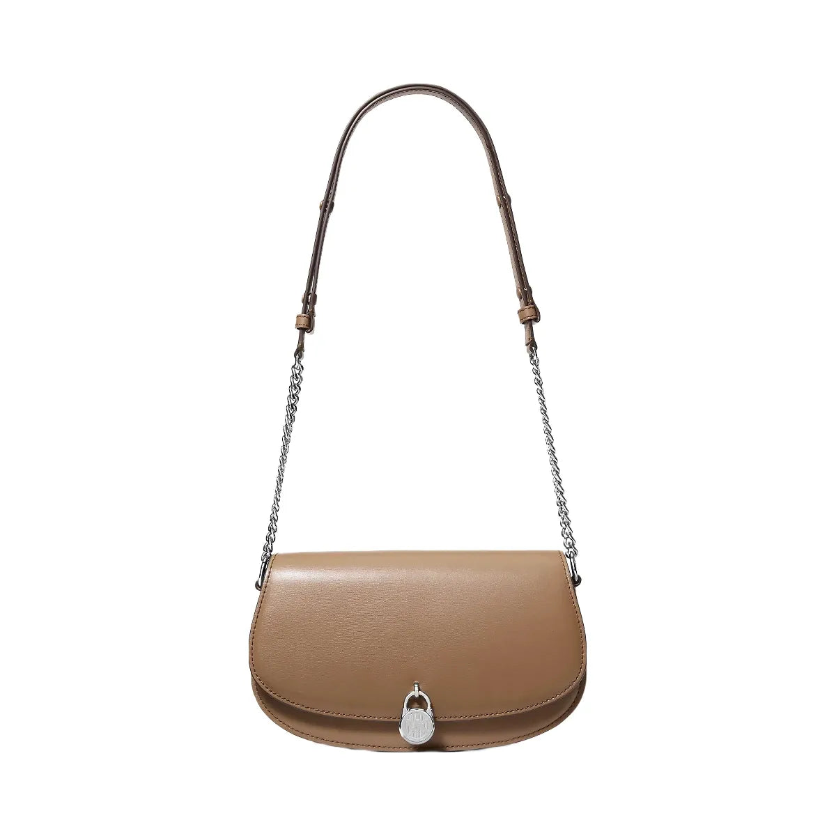 Michael Kors Mila Medium Leather Messenger Bag Driftwood