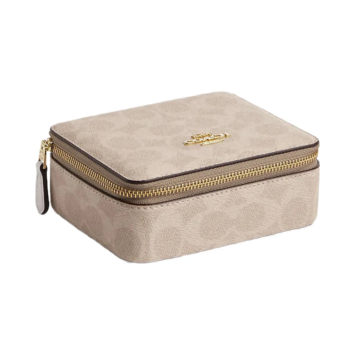 Coach Large Jewelry Box In Signature Canvas Signature Canvas-Gold-Sand-Chalk