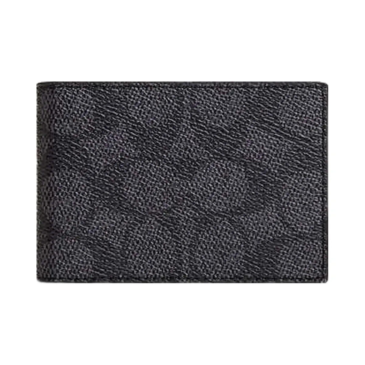 Coach Compact Billfold Wallet In Signature Canvas Signature Canvas-Charcoal-Black