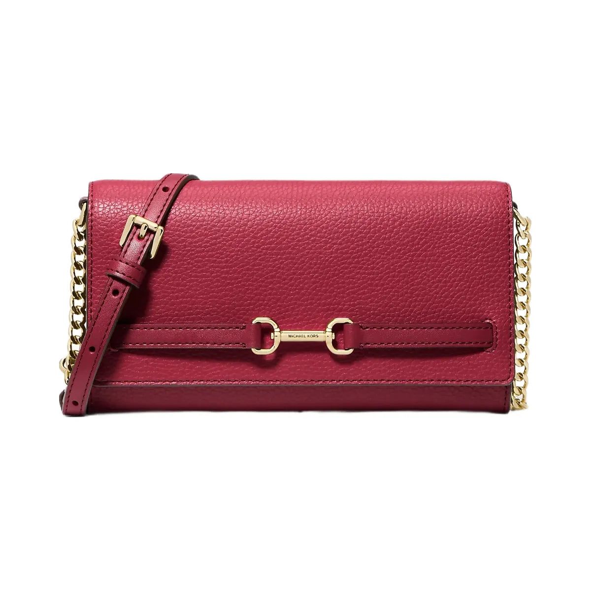 Michael Kors Carson Large Pebbled Leather Convertible Crossbody Bag Cherry