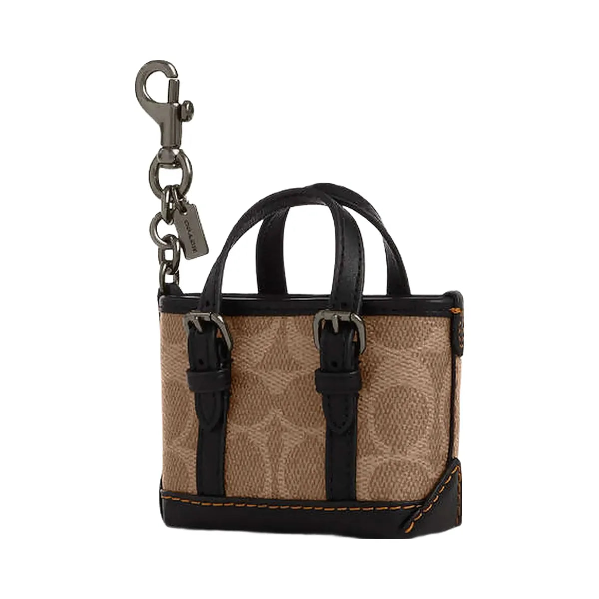 Coach Mini Warner Tote Bag Charm In Signature Canvas Signature Canvas-Qb-Tan-Black