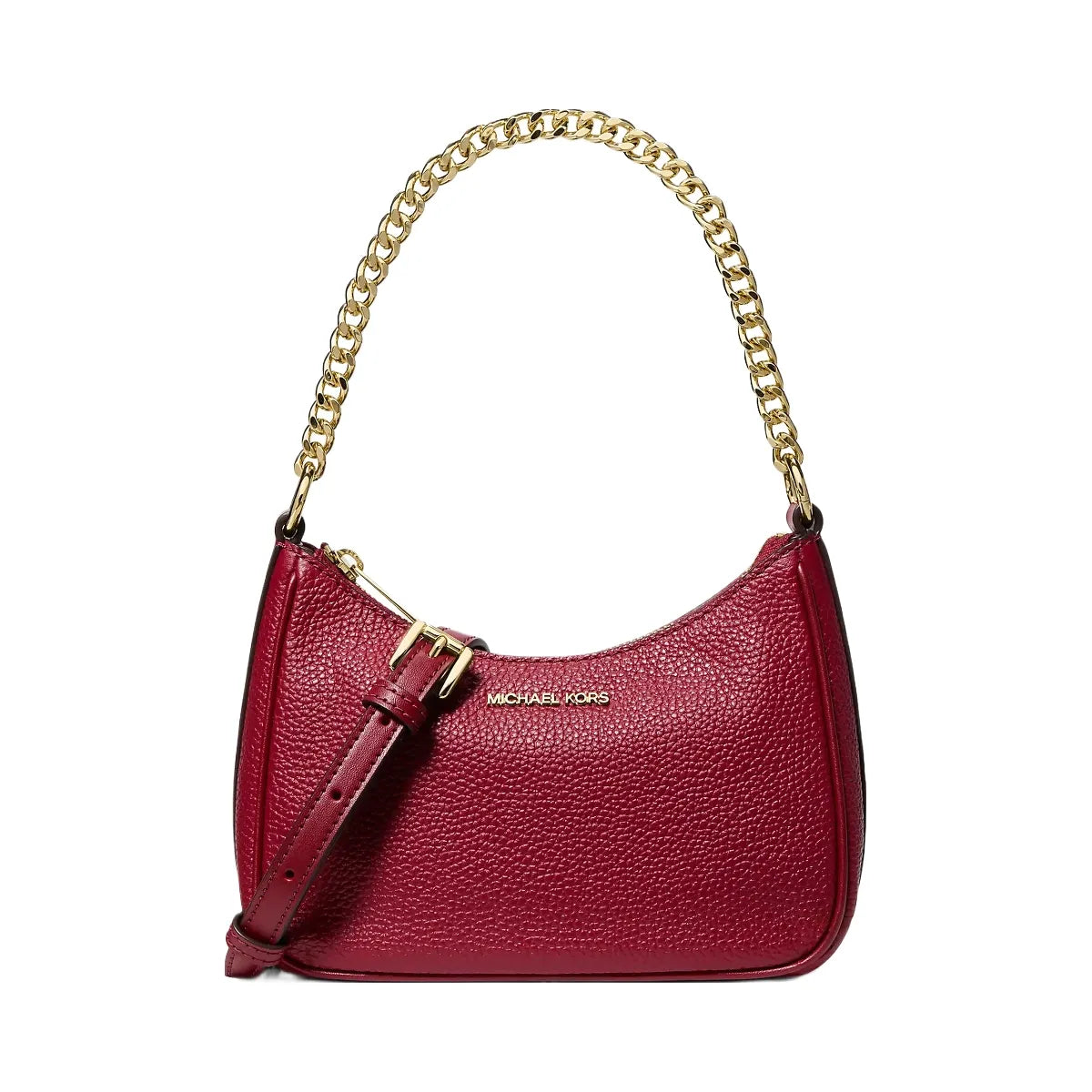Michael Kors Jet Set Travel Pebbled Leather Convertible Crossbody Bag Cherry