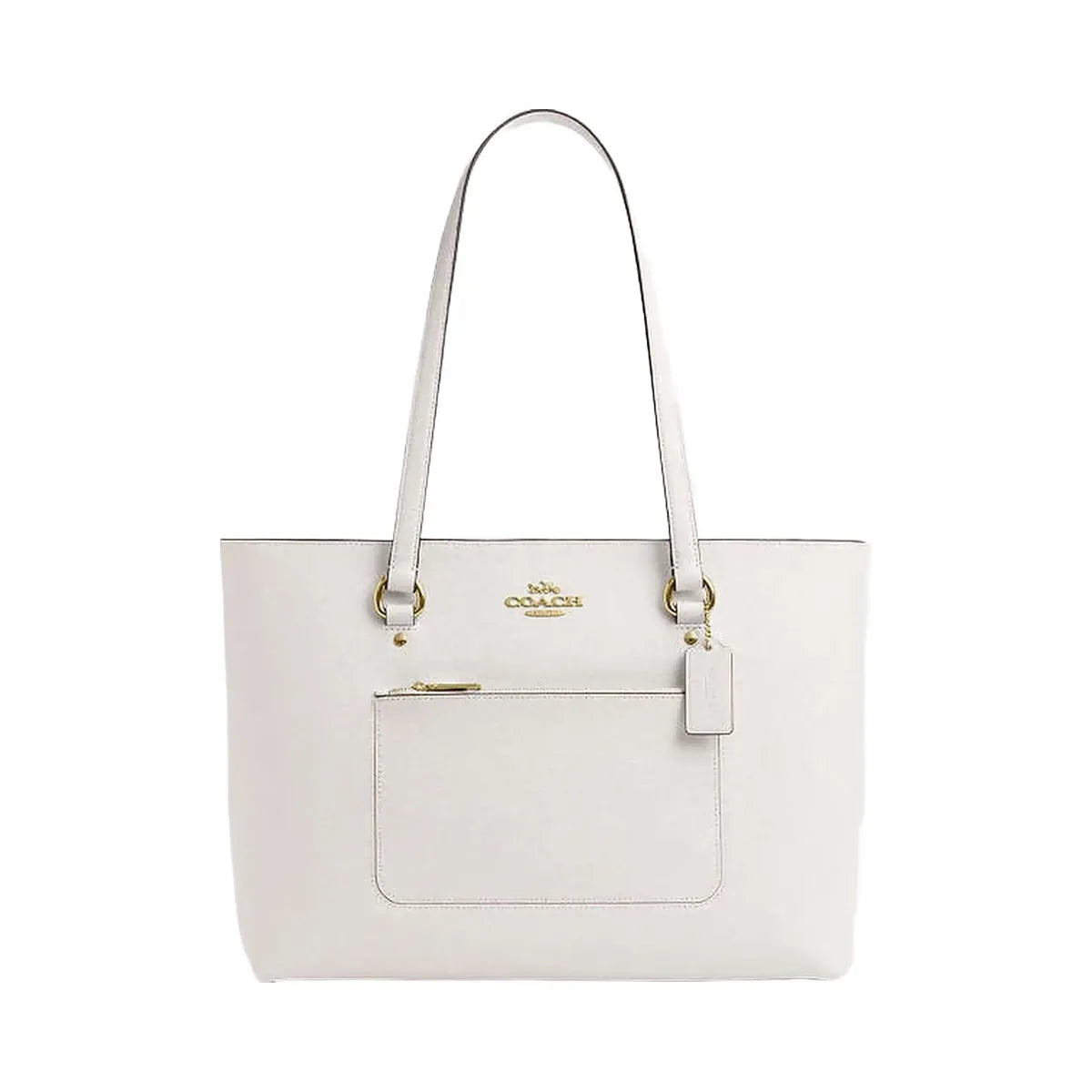 Coach Station Tote Bag Crossgrain Leather-Gold-Chalk