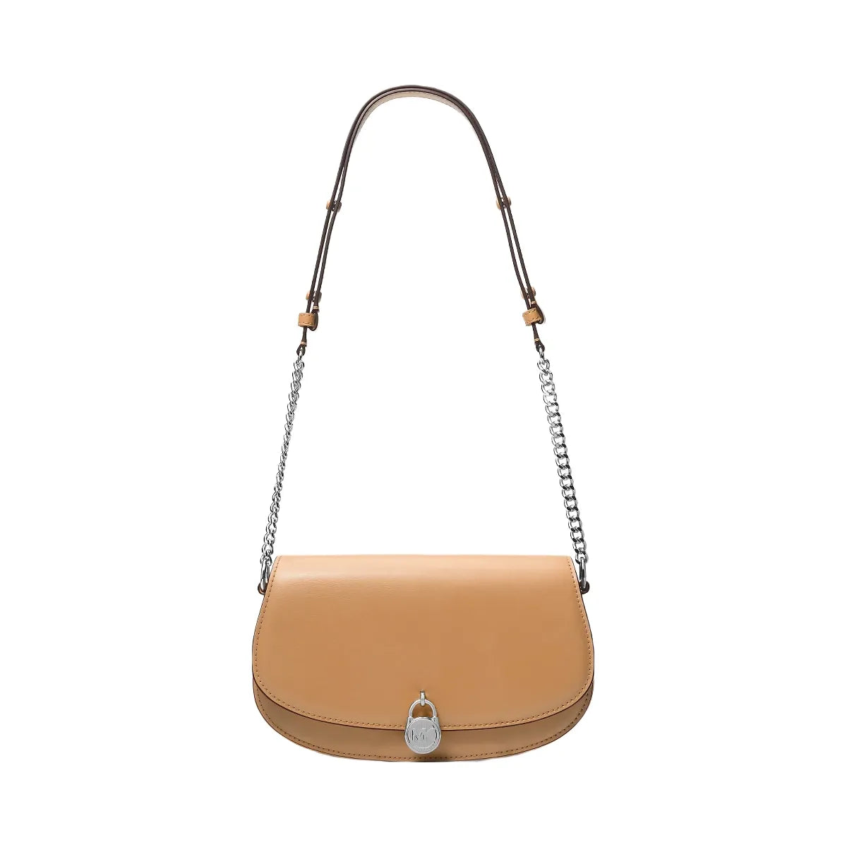 Michael Kors Mila Medium Leather Messenger Bag Peanut