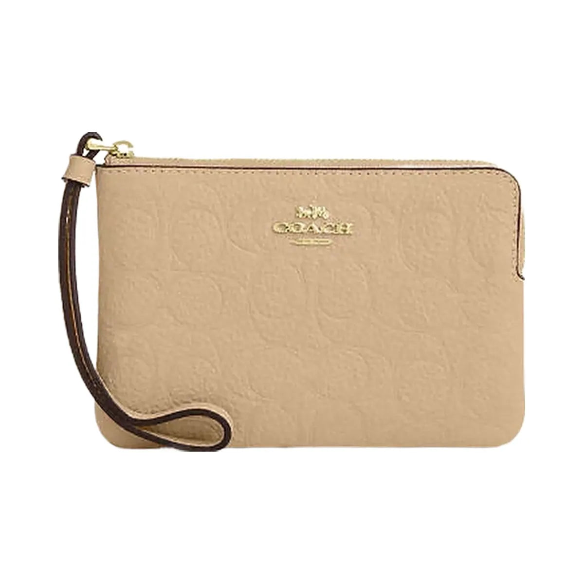 Coach Corner Zip Wristlet In Signature Leather Pebbled Leather-Im-Oat