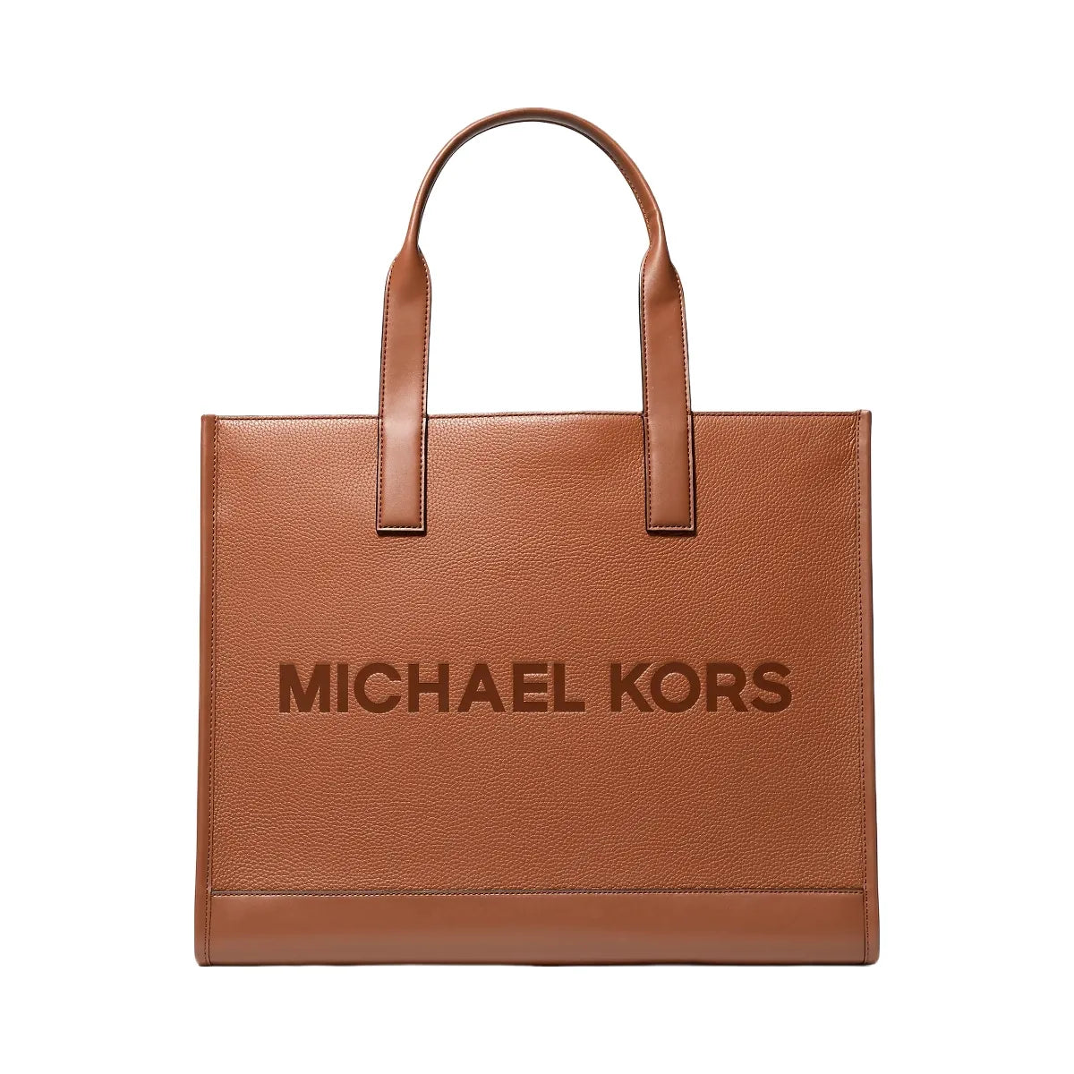 Michael Kors Cooper Logo Embossed Pebbled Leather Tote Bag Luggage