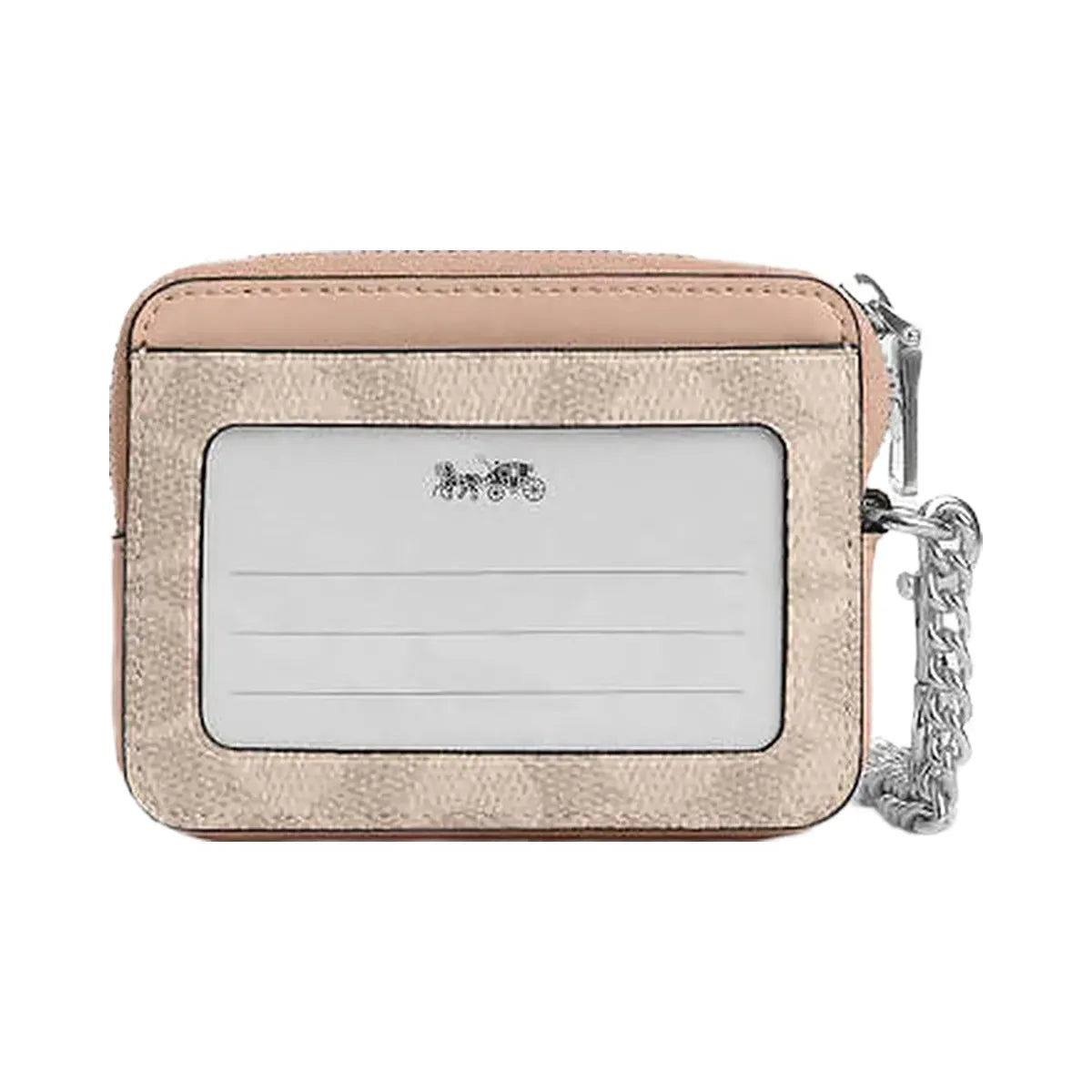Coach Zip Card Case In Signature Canvas Signature Canvas-Silver-Sand-Taupe