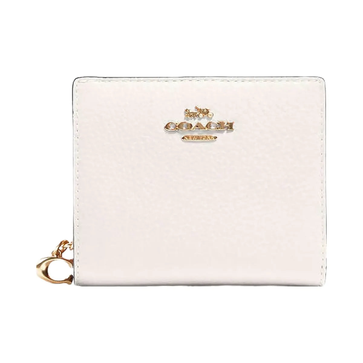 Coach Snap Wallet Pebbled Leather-Gold-Chalk