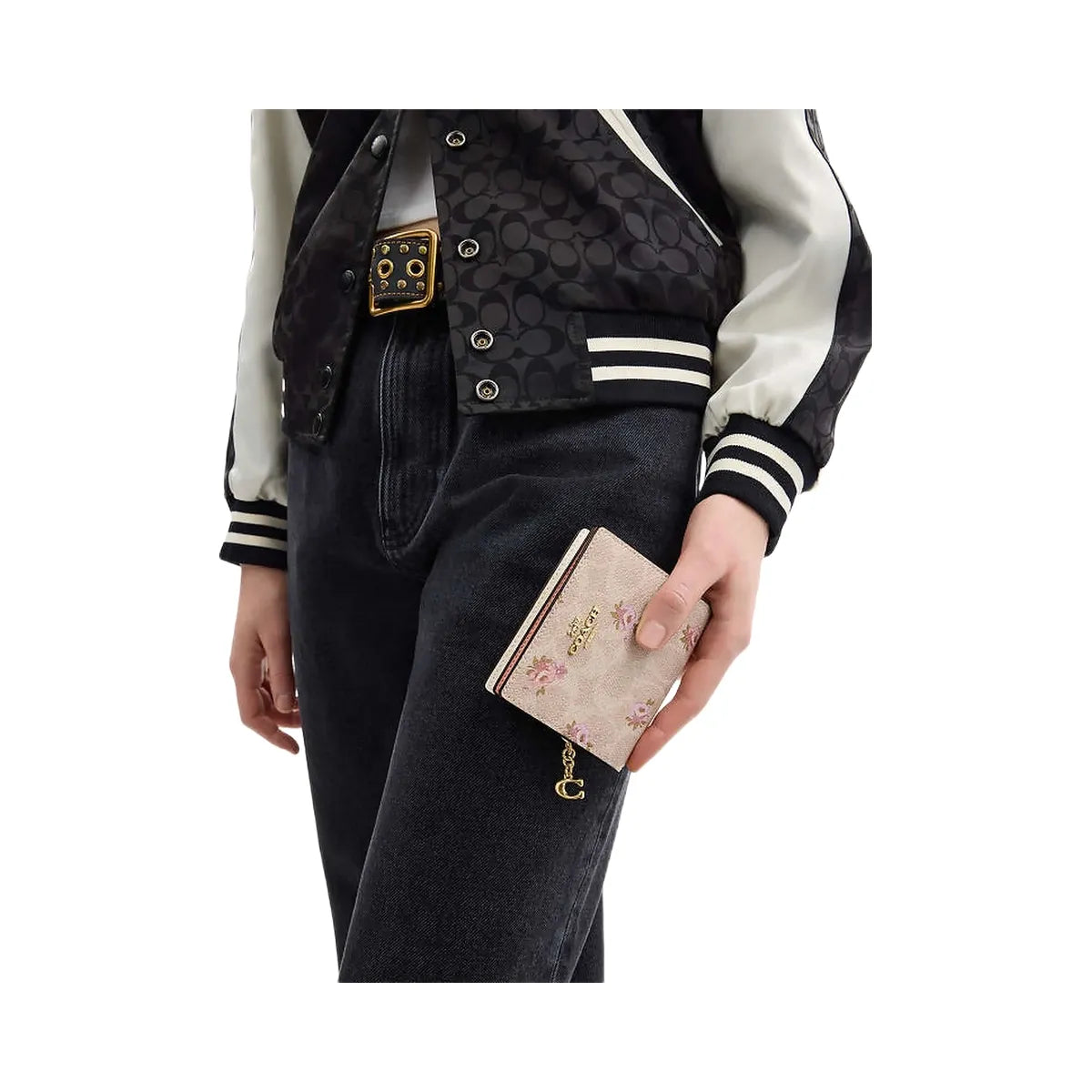 Coach Snap Wallet In Signature Canvas With Floral Print Gold-Sand Multi